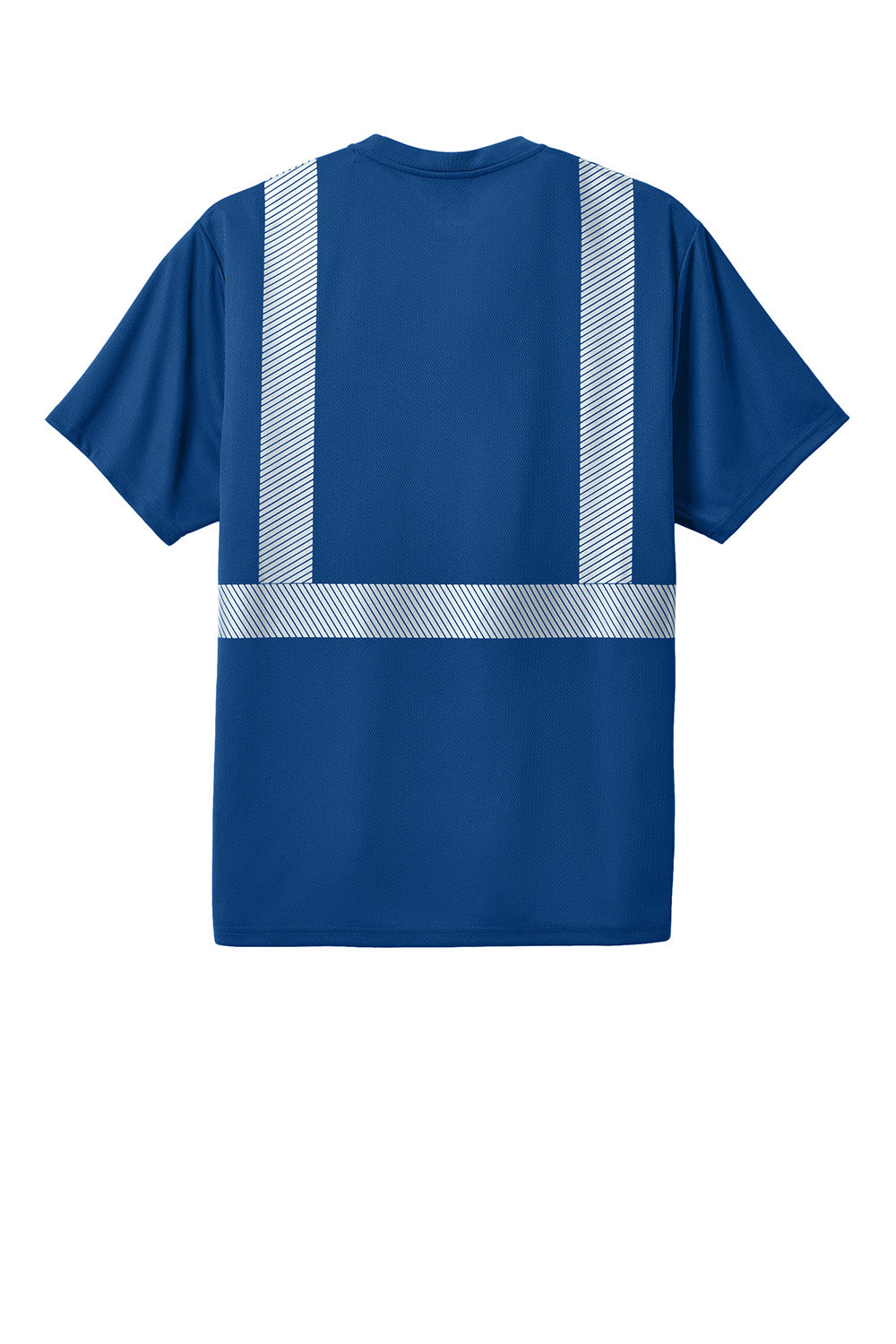 CornerStone CS206 Mens Enhanced Visibility Segmented Tape Short Sleeve Crewneck T-Shirt w/ Pocket Royal Blue Flat Back