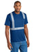 CornerStone CS206 Mens Enhanced Visibility Segmented Tape Short Sleeve Crewneck T-Shirt w/ Pocket Royal Blue Model Front