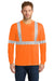 CornerStone CS401LS Mens Moisture Wicking Long Sleeve Crewneck T-Shirt w/ Pocket Safety Orange Model Front