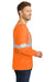 CornerStone CS401LS Mens Moisture Wicking Long Sleeve Crewneck T-Shirt w/ Pocket Safety Orange Model Side