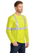 CornerStone CS401LS Mens Moisture Wicking Long Sleeve Crewneck T-Shirt w/ Pocket Safety Yellow Model 3q