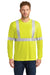 CornerStone CS401LS Mens Moisture Wicking Long Sleeve Crewneck T-Shirt w/ Pocket Safety Yellow Model Front