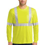 CornerStone Mens Moisture Wicking Long Sleeve Crewneck T-Shirt w/ Pocket - Safety Yellow