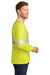 CornerStone CS401LS Mens Moisture Wicking Long Sleeve Crewneck T-Shirt w/ Pocket Safety Yellow Model Side