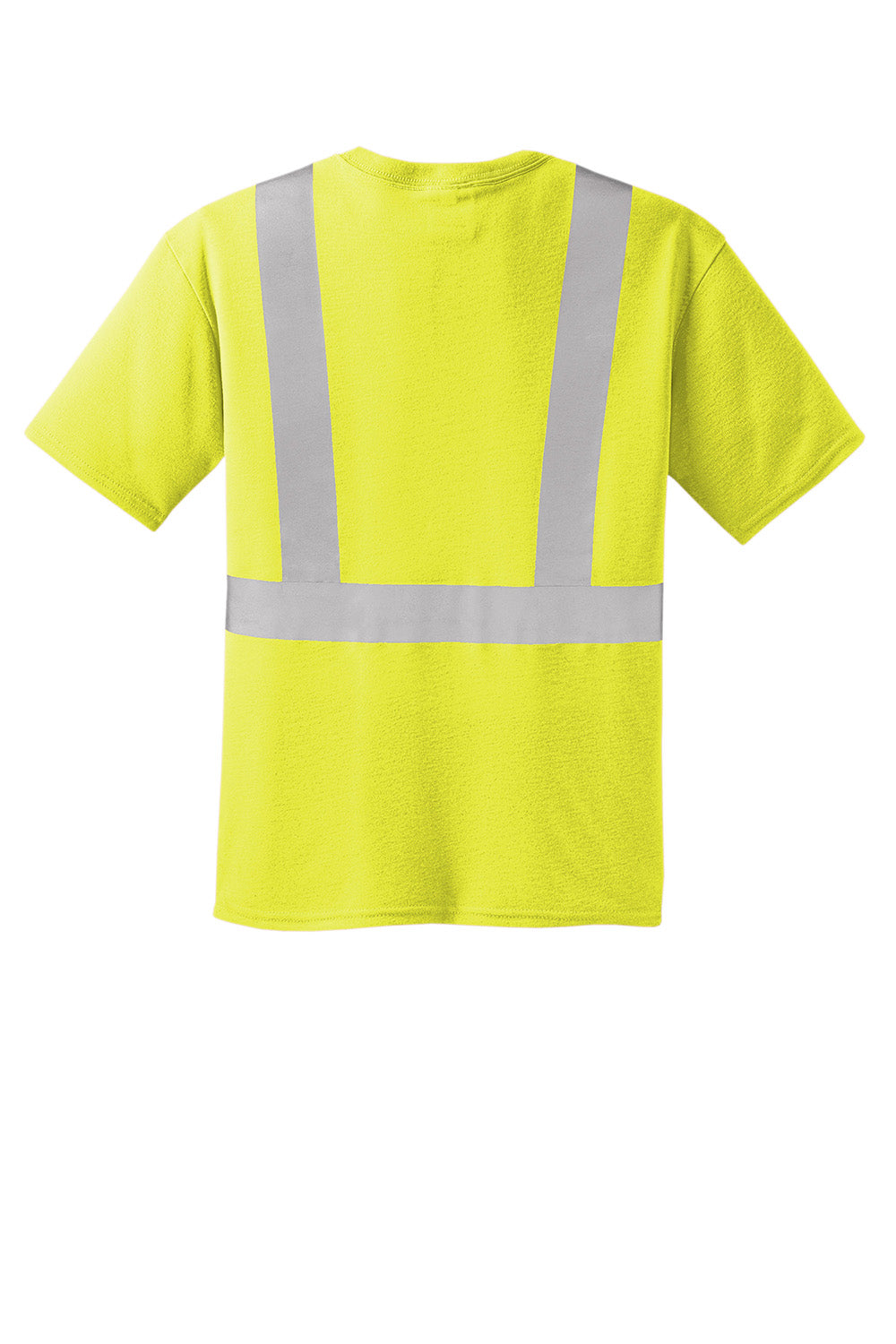 CornerStone CS401 Mens Moisture Wicking Short Sleeve Crewneck T-Shirt w/ Pocket Safety Yellow Flat Back