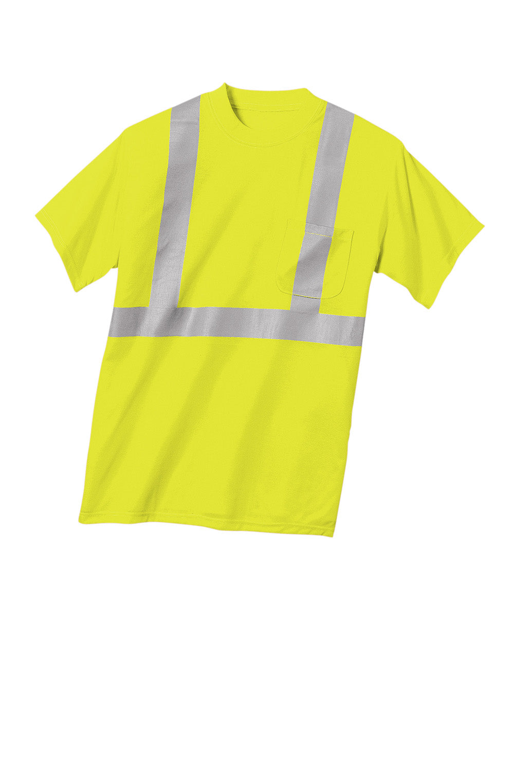 CornerStone CS401 Mens Moisture Wicking Short Sleeve Crewneck T-Shirt w/ Pocket Safety Yellow Flat Front