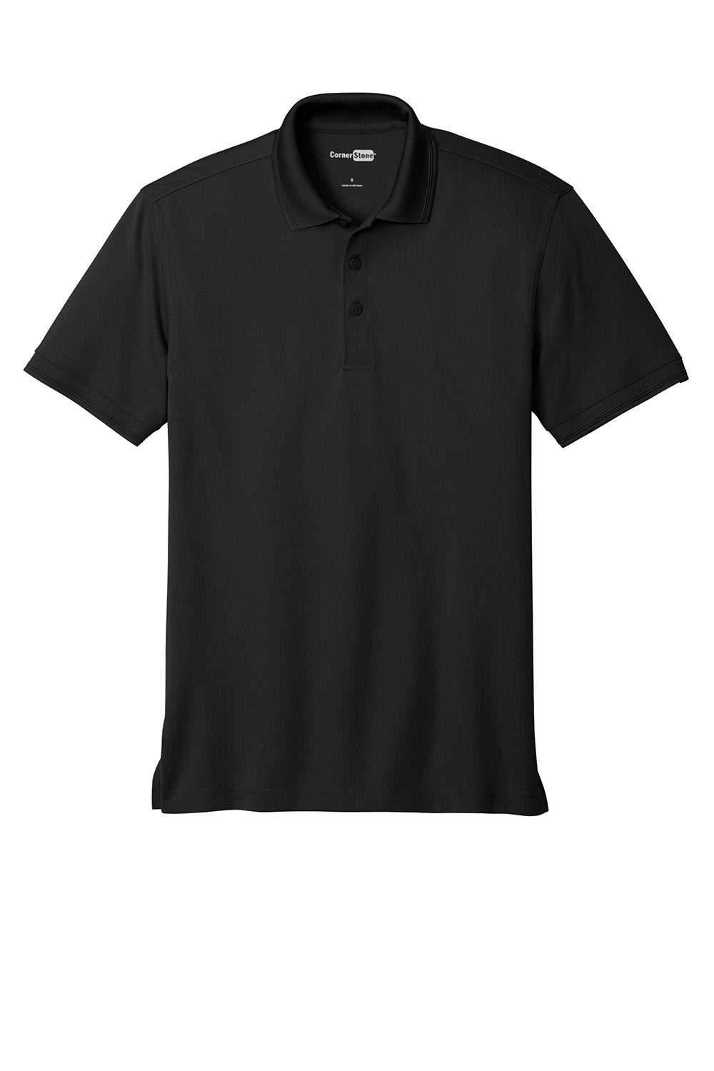 CornerStone CS4020 Mens Industrial Moisture Wicking Short Sleeve Polo Shirt Black Flat Front