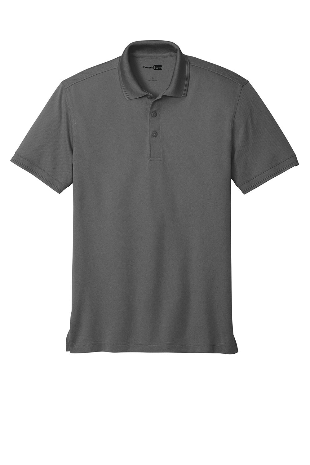 CornerStone CS4020 Mens Industrial Moisture Wicking Short Sleeve Polo Shirt Charcoal Grey Flat Front