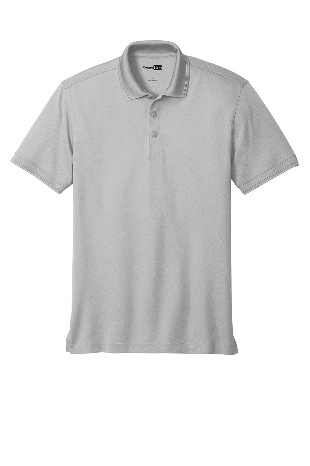 CornerStone CS4020 Mens Industrial Moisture Wicking Short Sleeve Polo Shirt Light Grey Flat Front