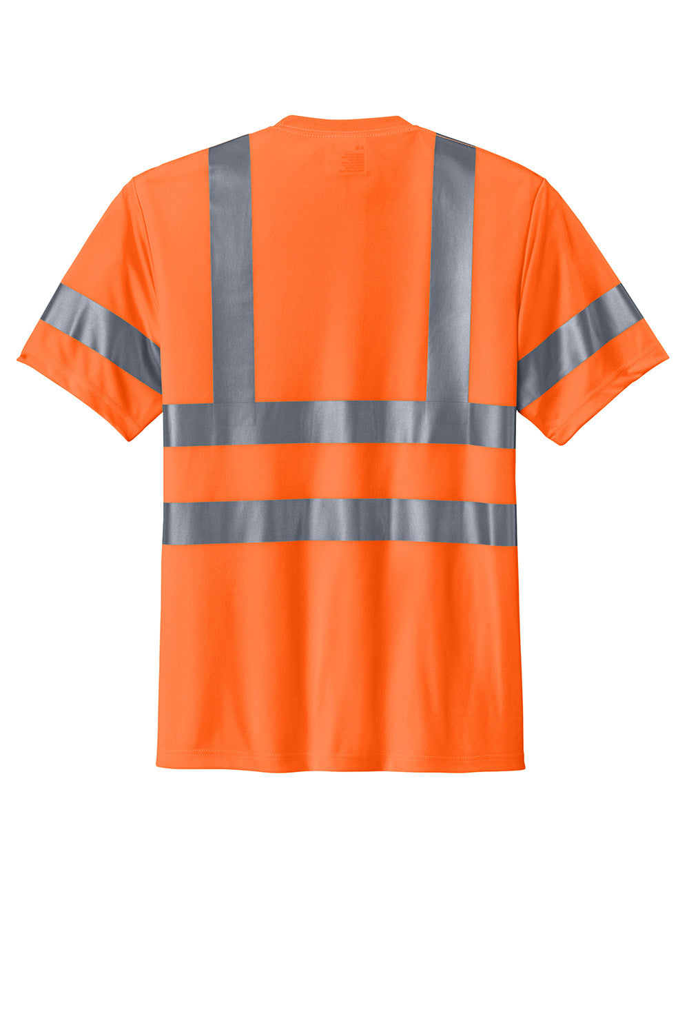 CornerStone CS408 Mens Moisture Wicking Short Sleeve Crewneck T-Shirt w/ Pocket Safety Orange Flat Back