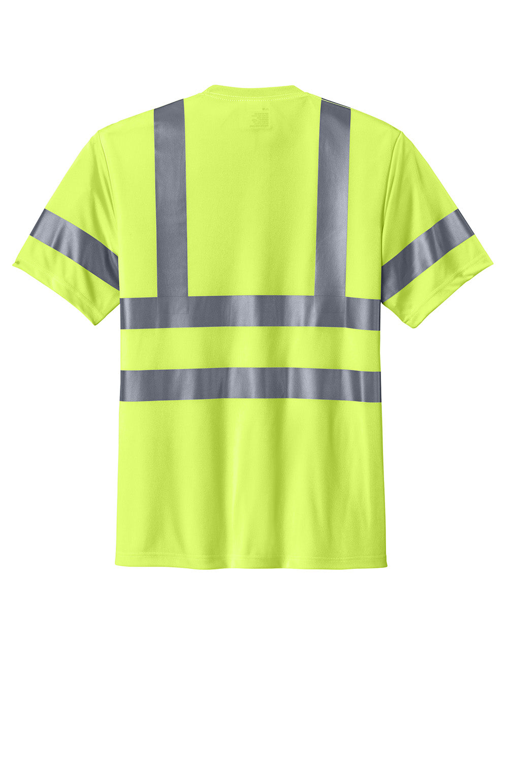 CornerStone CS408 Mens Moisture Wicking Short Sleeve Crewneck T-Shirt w/ Pocket Safety Yellow Flat Back