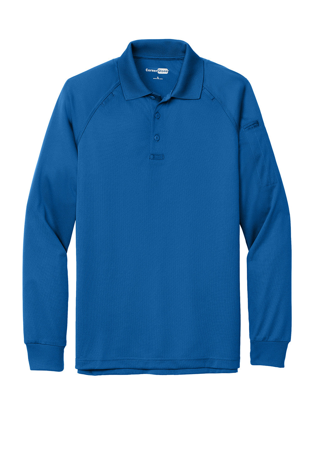 CornerStone CS410LS Mens Select Tactical Moisture Wicking Long Sleeve Polo Shirt Royal Blue Flat Front