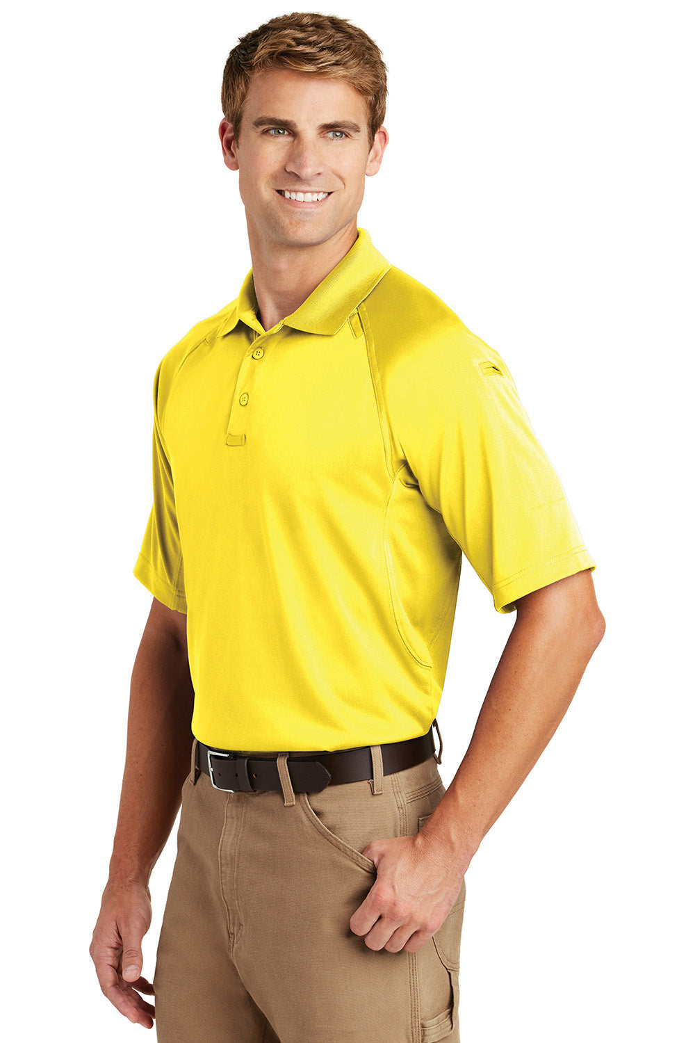 CornerStone CS410/TLCS410 Mens Select Tactical Moisture Wicking Short Sleeve Polo Shirt Yellow Model 3q