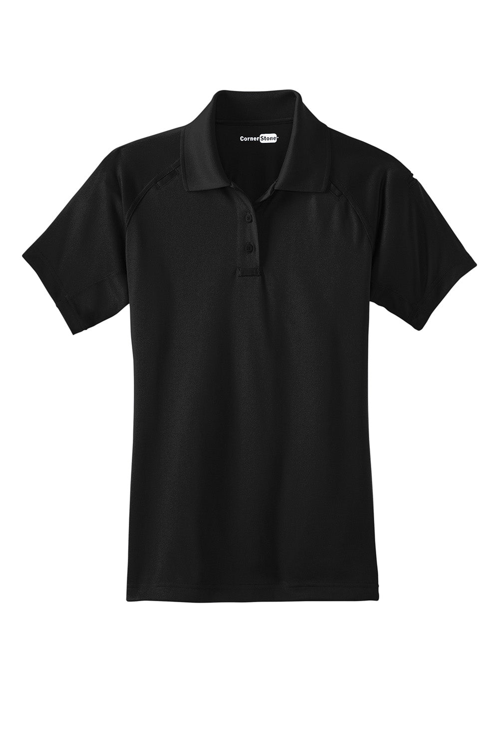 CornerStone CS411 Womens Select Tactical Moisture Wicking Short Sleeve Polo Shirt Black Flat Front