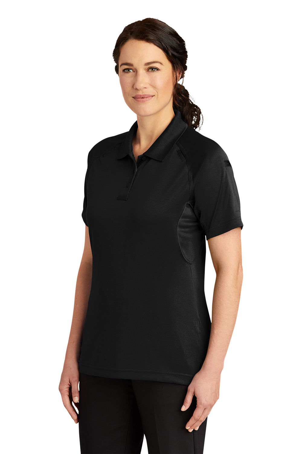 CornerStone CS411 Womens Select Tactical Moisture Wicking Short Sleeve Polo Shirt Black Model 3q