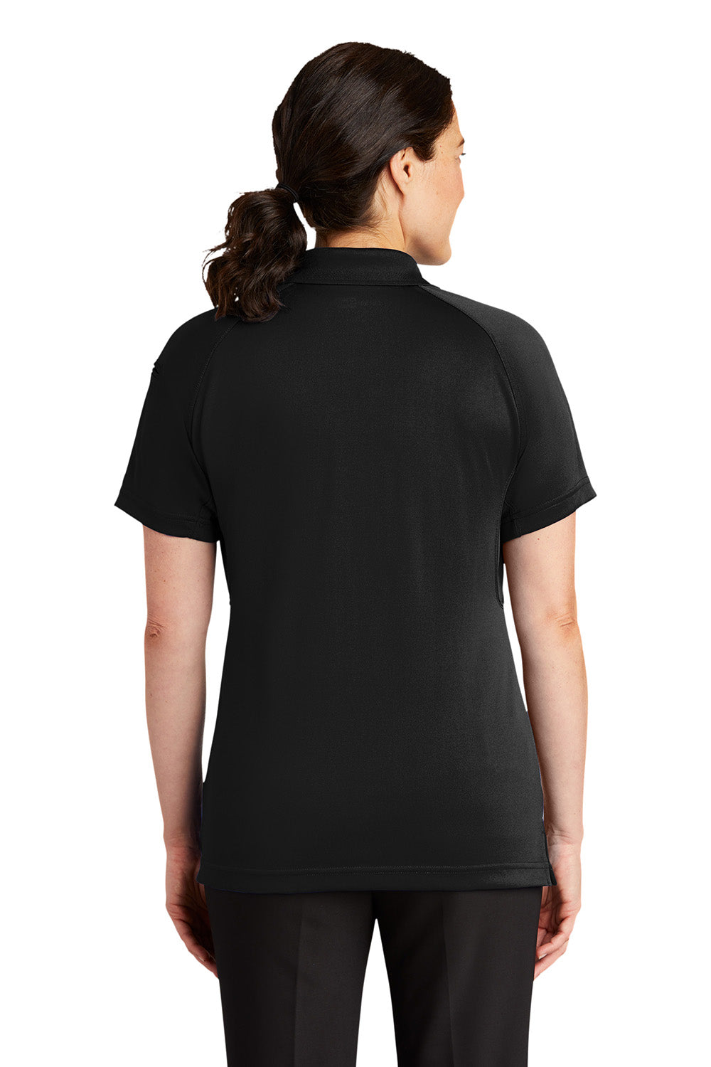 CornerStone CS411 Womens Select Tactical Moisture Wicking Short Sleeve Polo Shirt Black Model Back