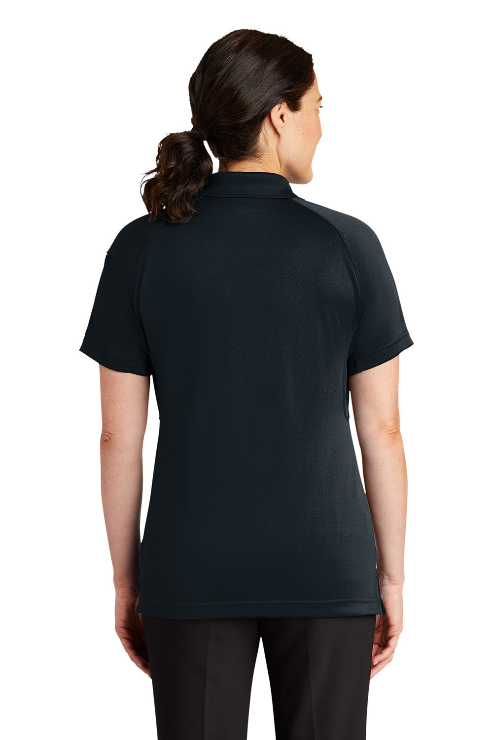 CornerStone CS411 Womens Select Tactical Moisture Wicking Short Sleeve Polo Shirt Dark Navy Blue Model Back