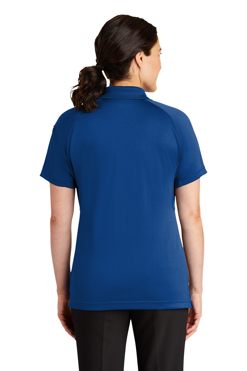 CornerStone CS411 Womens Select Tactical Moisture Wicking Short Sleeve Polo Shirt Royal Blue Model Back