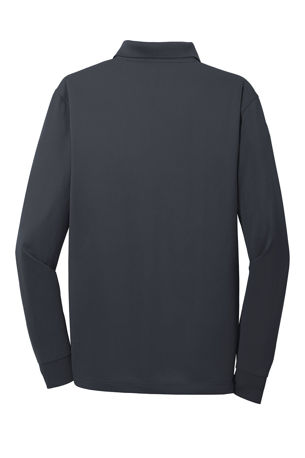 CornerStone CS412LS Mens Select Moisture Wicking Long Sleeve Polo Shirt Charcoal Grey Flat Back