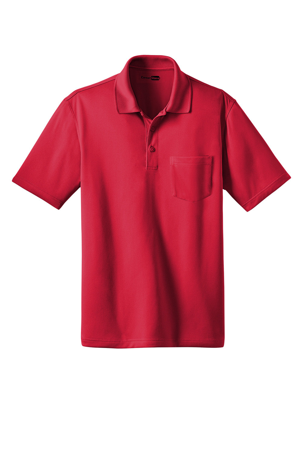 CornerStone CS412P Mens Select Moisture Wicking Short Sleeve Polo Shirt w/ Pocket Red Flat Front