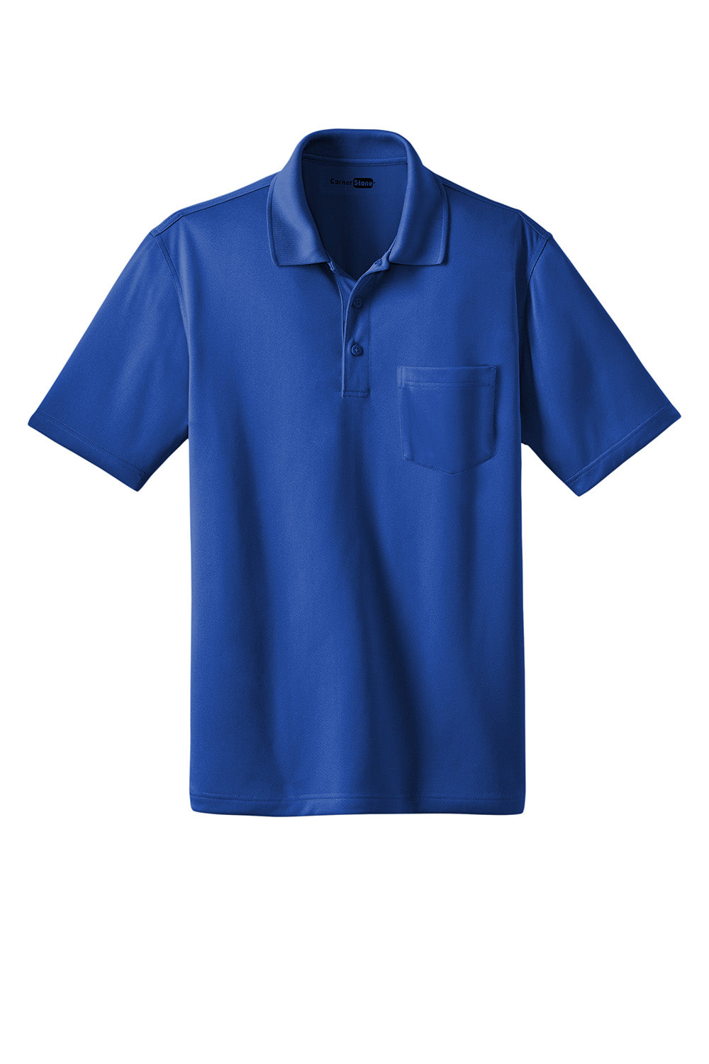 CornerStone CS412P Mens Select Moisture Wicking Short Sleeve Polo Shirt w/ Pocket Royal Blue Flat Front