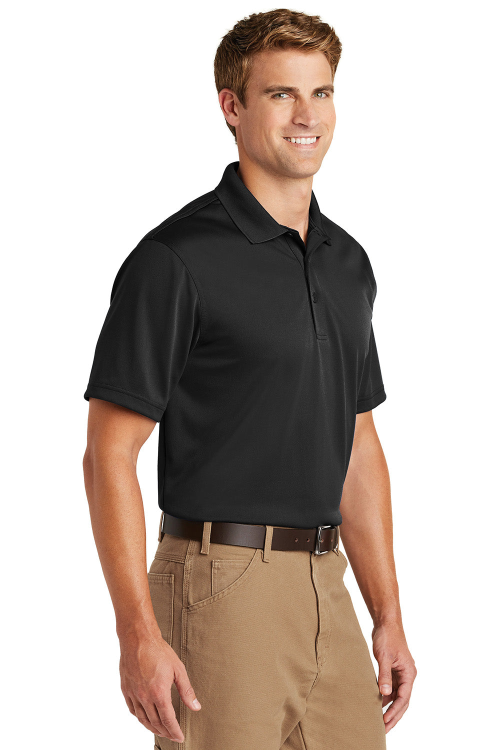 CornerStone CS412/TLCS412 Mens Select Moisture Wicking Short Sleeve Polo Shirt Black Model 3q