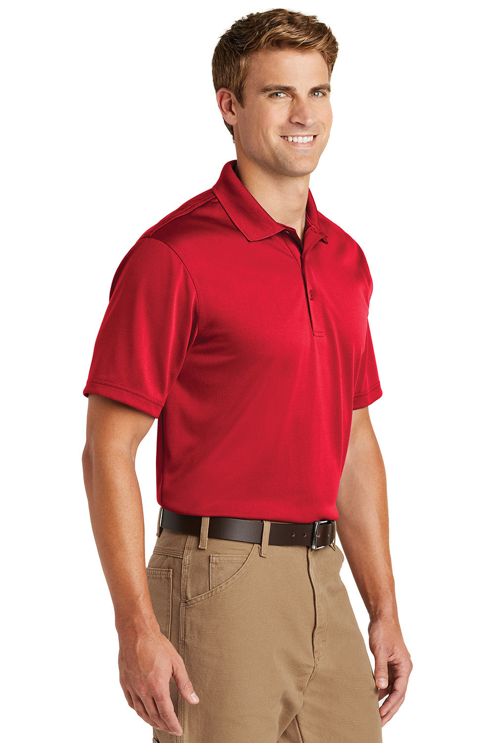 CornerStone CS412/TLCS412 Mens Select Moisture Wicking Short Sleeve Polo Shirt Red Model 3q