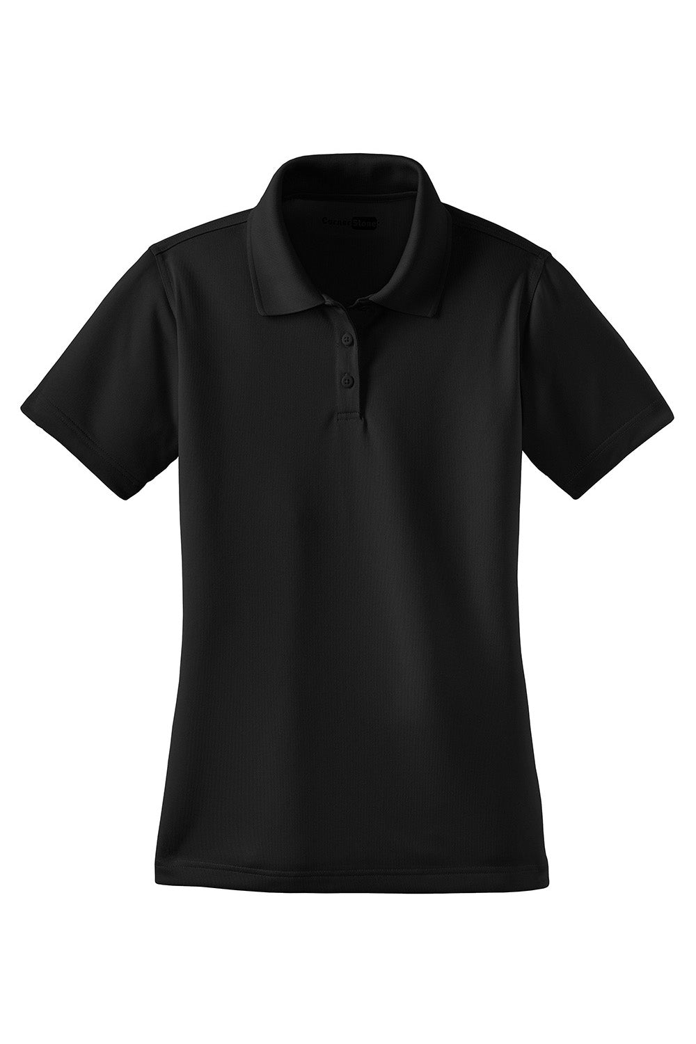 CornerStone CS413 Womens Select Moisture Wicking Short Sleeve Polo Shirt Black Flat Front