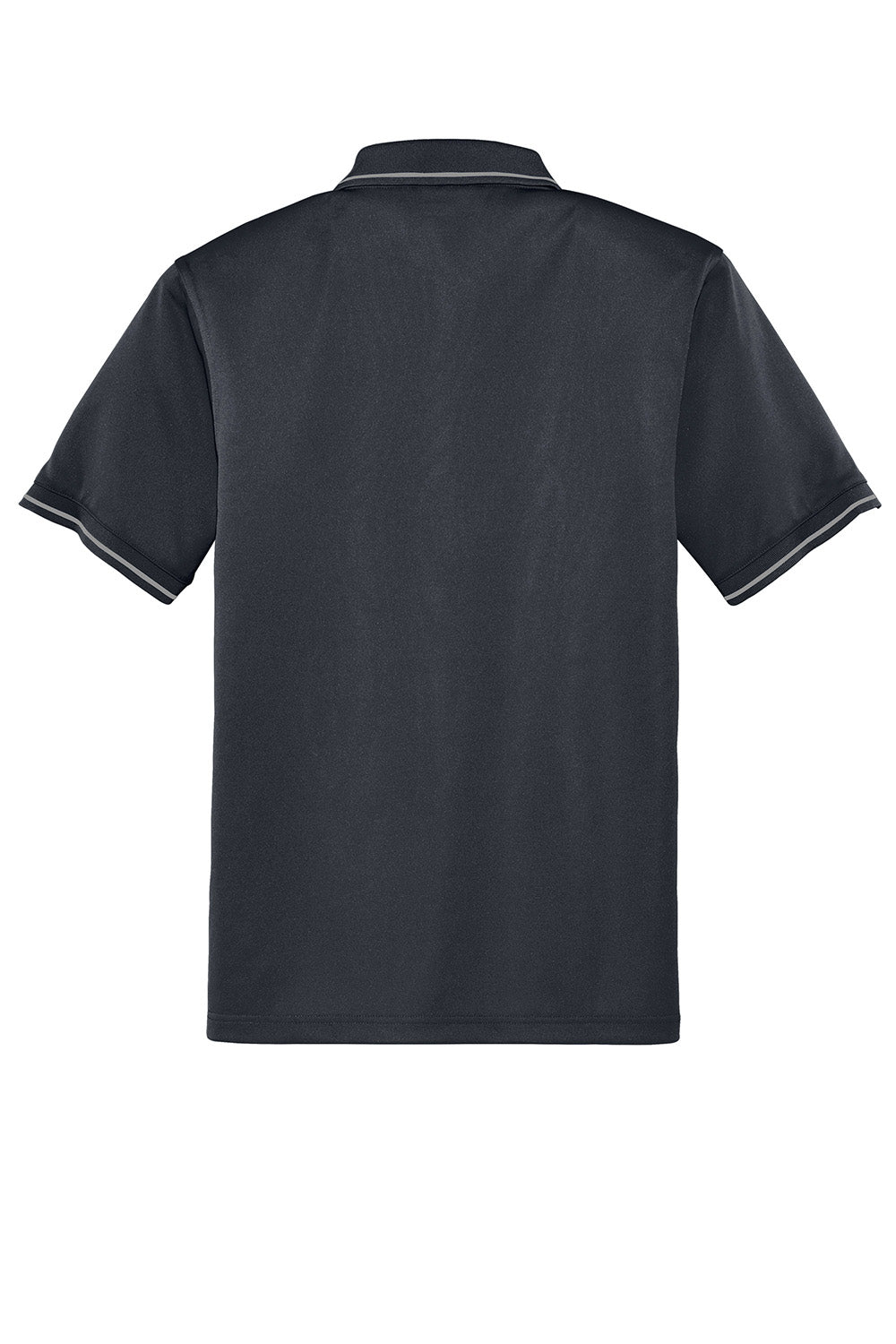 CornerStone CS415 Mens Select Moisture Wicking Short Sleeve Polo Shirt w/ Pocket Charcoal Grey/Light Grey Flat Back