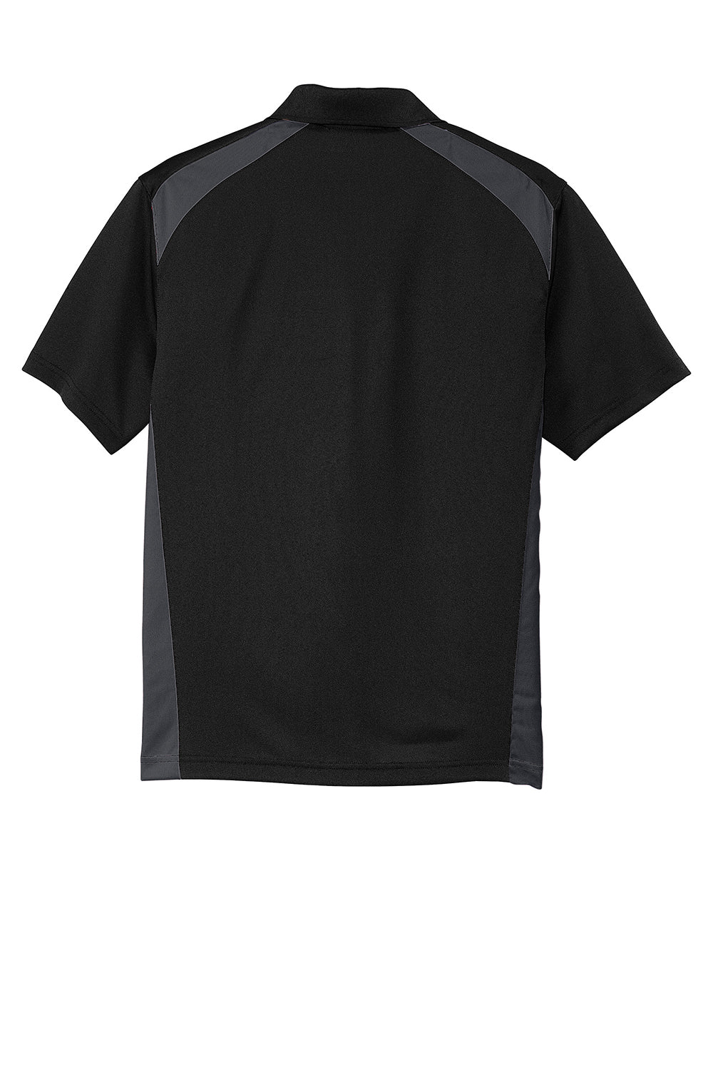 CornerStone CS416 Mens Select Moisture Wicking Short Sleeve Polo Shirt w/ Pocket Black/Charcoal Grey Flat Back