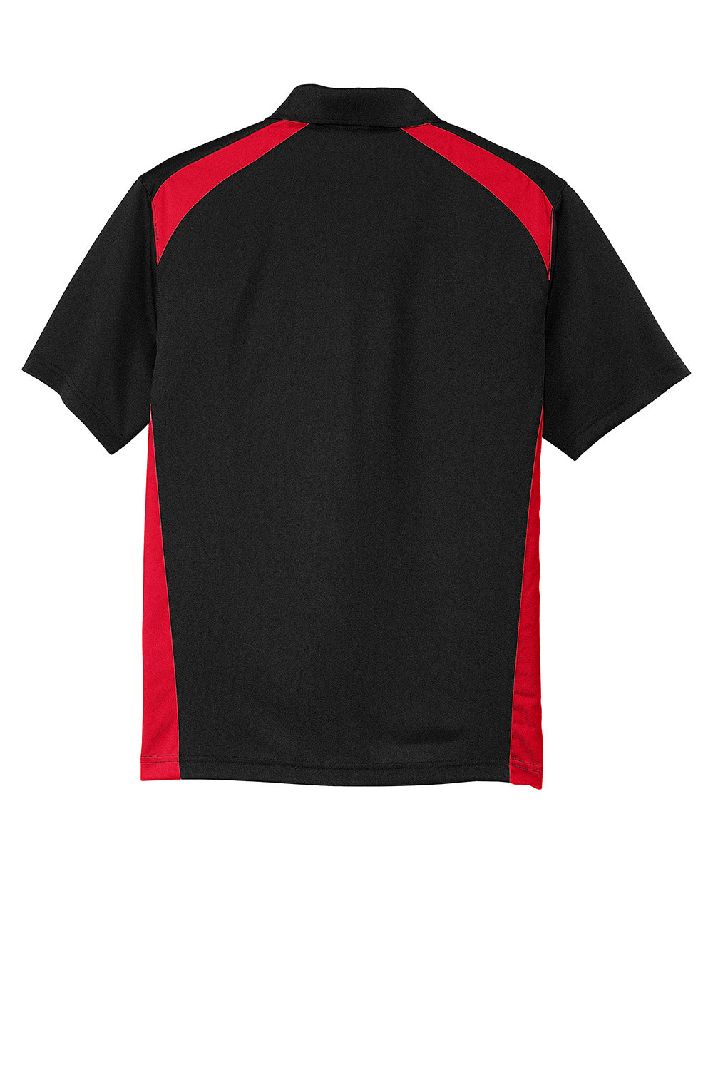 CornerStone CS416 Mens Select Moisture Wicking Short Sleeve Polo Shirt w/ Pocket Black/Red Flat Back