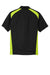 CornerStone CS416 Mens Select Moisture Wicking Short Sleeve Polo Shirt w/ Pocket Black/Shock Green Flat Back