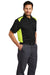 CornerStone CS416 Mens Select Moisture Wicking Short Sleeve Polo Shirt w/ Pocket Black/Shock Green Model 3q