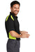 CornerStone CS416 Mens Select Moisture Wicking Short Sleeve Polo Shirt w/ Pocket Black/Shock Green Model Side