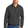 CornerStone Mens Select Moisture Wicking Long Sleeve Polo Shirt - Charcoal Grey