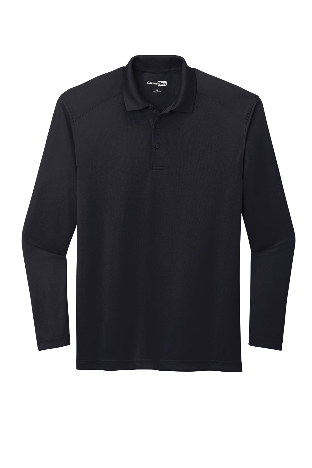 CornerStone CS418LS Mens Select Moisture Wicking Long Sleeve Polo Shirt Dark Navy Blue Flat Front