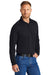 CornerStone CS418LS Mens Select Moisture Wicking Long Sleeve Polo Shirt Dark Navy Blue Model 3q