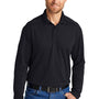 CornerStone Mens Select Moisture Wicking Long Sleeve Polo Shirt - Dark Navy Blue