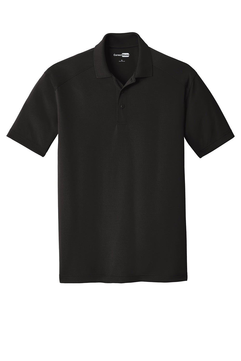 CornerStone CS418/TLCS418 Mens Select Moisture Wicking Short Sleeve Polo Shirt Black Flat Front