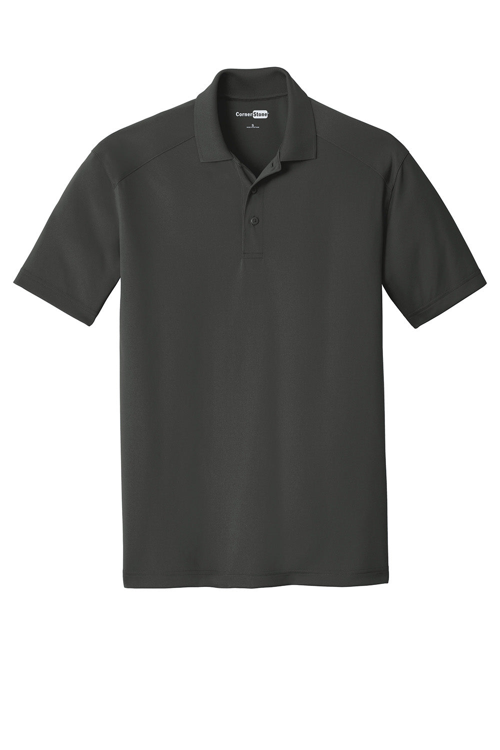 CornerStone CS418/TLCS418 Mens Select Moisture Wicking Short Sleeve Polo Shirt Charcoal Grey Flat Front