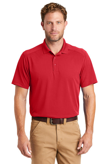 CornerStone CS418/TLCS418 Mens Select Moisture Wicking Short Sleeve Polo Shirt Red Model Front