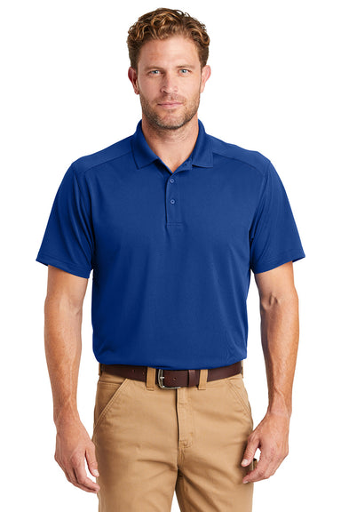 CornerStone CS418/TLCS418 Mens Select Moisture Wicking Short Sleeve Polo Shirt Royal Blue Model Front