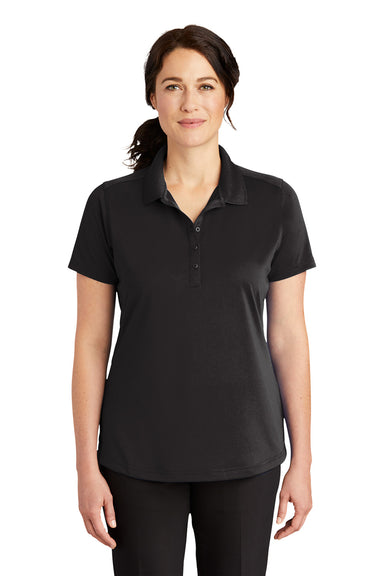 CornerStone CS419 Womens Select Moisture Wicking Short Sleeve Polo Shirt Black Model Front