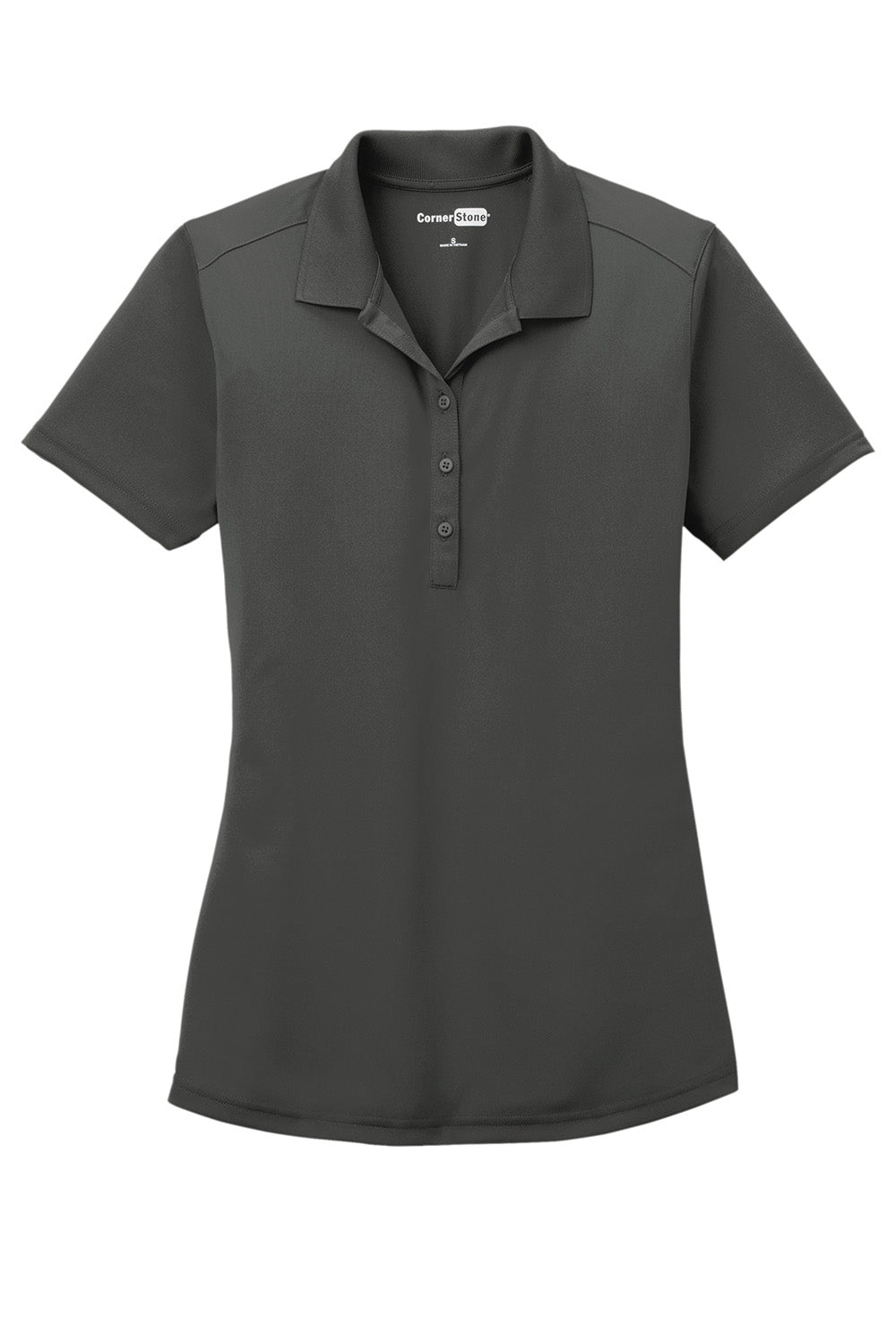 CornerStone CS419 Womens Select Moisture Wicking Short Sleeve Polo Shirt Charcoal Grey Flat Front