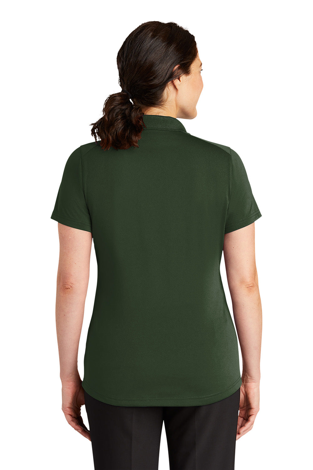 CornerStone CS419 Womens Select Moisture Wicking Short Sleeve Polo Shirt Dark Green Model Back