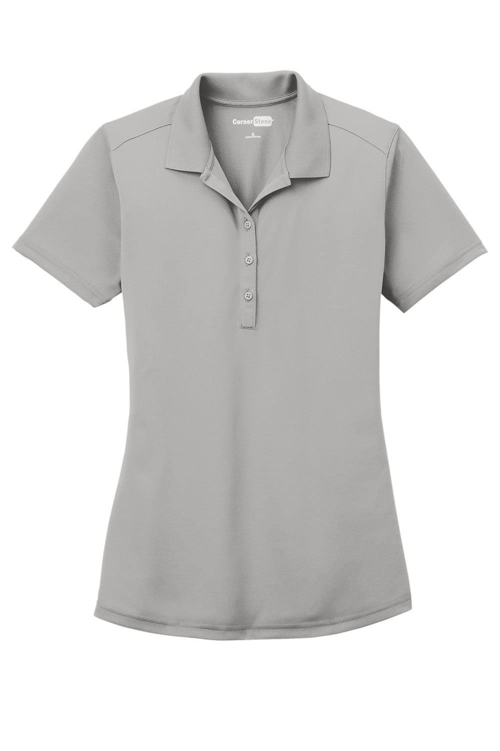 CornerStone CS419 Womens Select Moisture Wicking Short Sleeve Polo Shirt Light Grey Flat Front