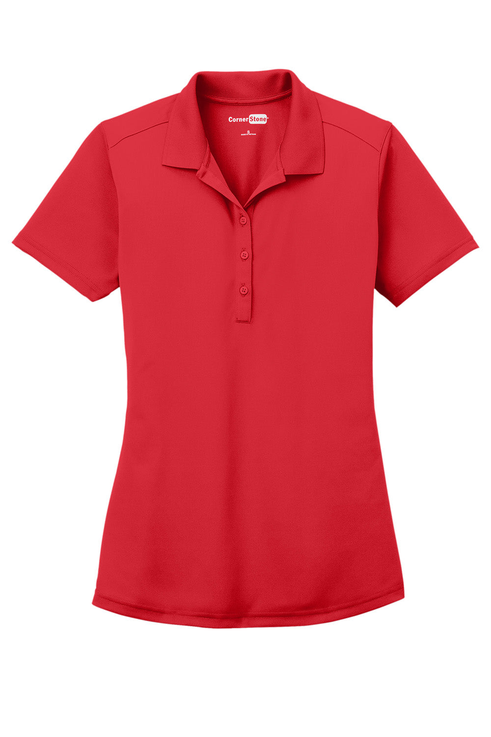 CornerStone CS419 Womens Select Moisture Wicking Short Sleeve Polo Shirt Red Flat Front