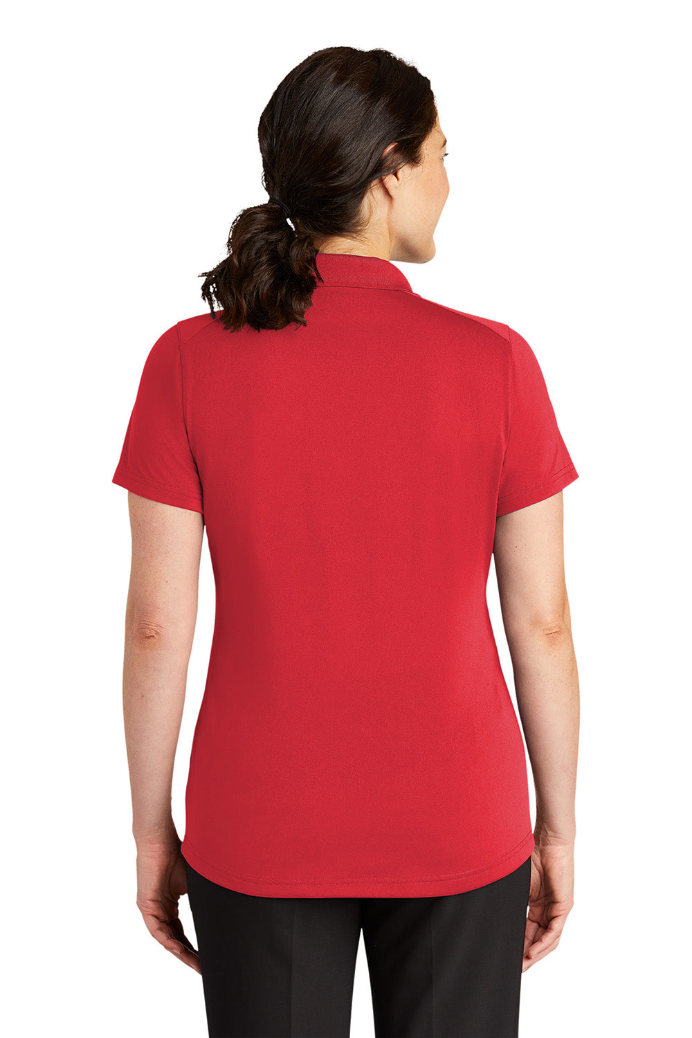 CornerStone CS419 Womens Select Moisture Wicking Short Sleeve Polo Shirt Red Model Back