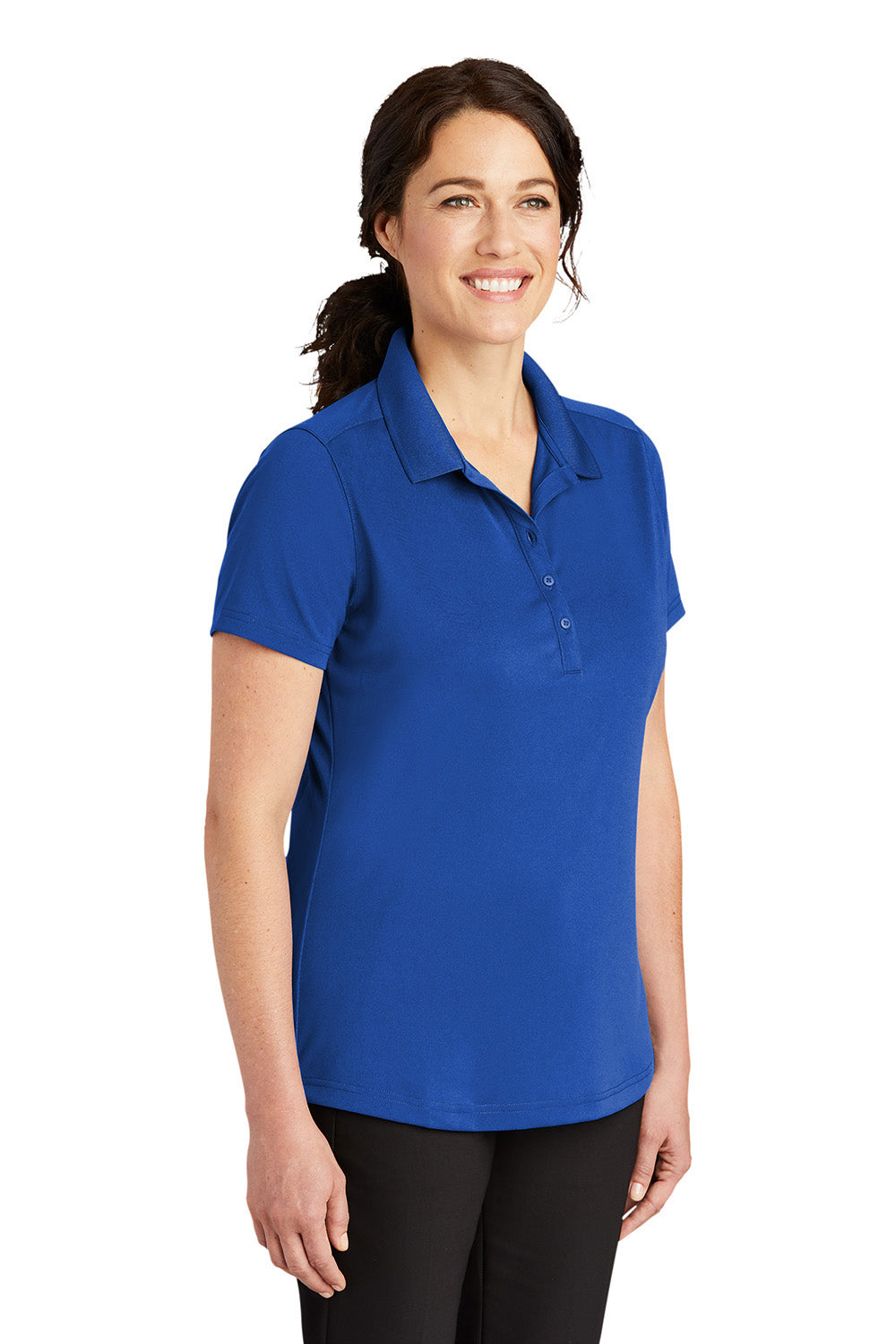 CornerStone CS419 Womens Select Moisture Wicking Short Sleeve Polo Shirt Royal Blue Model 3q