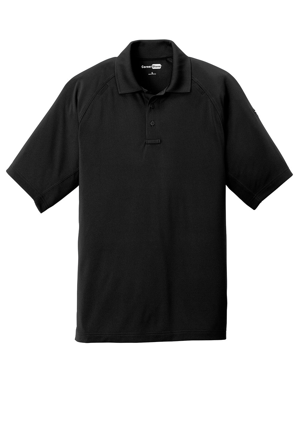 CornerStone CS420 Mens Select Tactical Moisture Wicking Short Sleeve Polo Shirt Black Flat Front